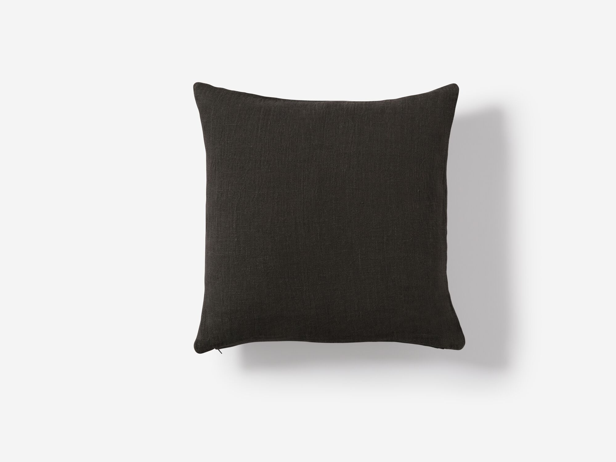 Grey linen throw pillow top view